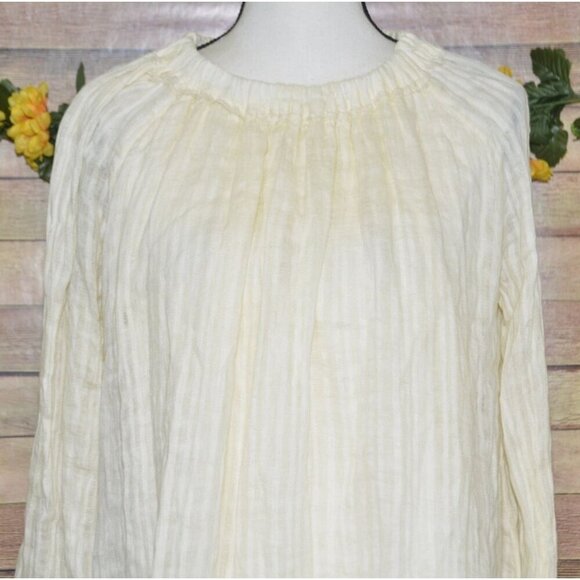 NWT Boho Zara Ladies Neutral Beige 100% Linen Knee Length Dress Size 13-14 Off T - Picture 2 of 15